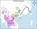 Tai-Kadai migration route according to Matthias Gerner's Northeast to Southwest Hypothesis.[211]