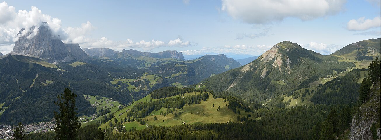 mountain in clouds, a view from Gröden valley