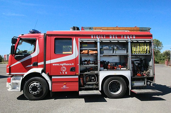 Interior of a fire engine in Cascina, Italy