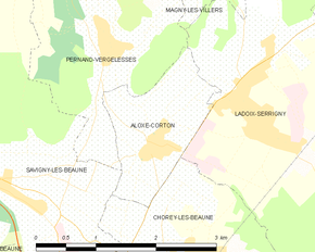 Poziția localității Aloxe-Corton