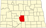 State map highlighting Burleigh County