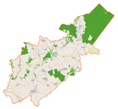 Mapa konturowa gminy Korfantów, blisko centrum na prawo u góry znajduje się punkt z opisem „Borek”