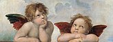 ditto label QS:Len,"ditto" label QS:Lpl,"Madonna Sykstyńska" , detail Putti (cherubs)