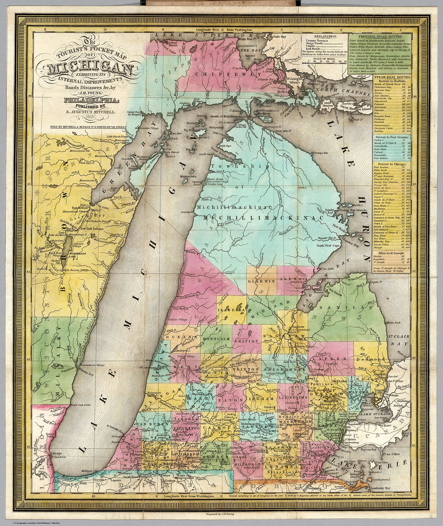 Територија Висконсин приказана на Туристичкој џепној карти Мичигена из 1835, укључује Округ Браун настањен Меноминима, који се простирао на северној половини територије.