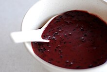 Plain bubur pulut hitam without coconut milk in Malaysia.