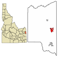 Location of Driggs in Teton County, Idaho