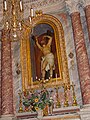 Statua lignea di San Bartolomeo nell'omonima chiesa parrocchiale di Casoni di Fontanigorda (GE).