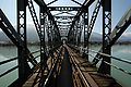 Railway bridge across the Ferlach reservoir near the village Strau