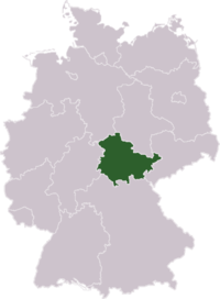 Position of Thuringia in Germany