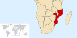 Localización de Mozambique