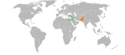 Peta memperlihatkan lokasiIsrael and Pakistan