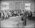 Senior physics class in barracks 11-F at the temporary high school quarters