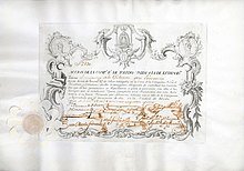 Acción de la Companhia Real de Toledo unida a la de Extremadura por 3000 reales vellón, emitida el 6 de diciembre de 1751 en Toledo, impresa en pergamino de becerro. La compañía, fundada en 1748, explotaba plantaciones de moreras y cría de gusanos de seda, producía seda y también comerciaba con armas.