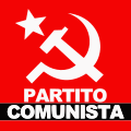 Logo del partido comunista italiano con una estrella blanca.