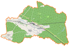 Mapa konturowa gminy Kolonowskie, blisko centrum na prawo znajduje się punkt z opisem „Kolonowskie”