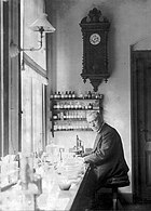 Martinus Beijerinck in his laboratory in 1921