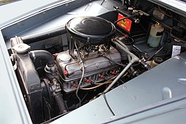 Engine compartment of Borgward Isabella sedan from 1957