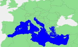 Localización d'a mar Mediterrania.