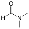 Strukturformel af dimethylformamid med et enkelt eksplicit hydrogenatom