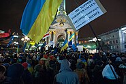 Euromaidan protestors on 27 November 2013, Kyiv, Ukraine