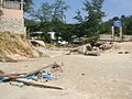 Destroyed beach access (about 2 meters of sand were washed away, leaving the access hanging in the air).