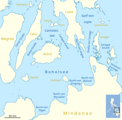 Carte de la mer de Bohol.