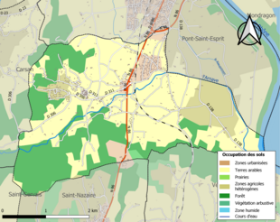 Carte en couleurs présentant l'occupation des sols.