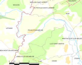 Mapa obce Pouilly-sur-Meuse