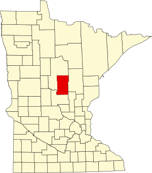 Map of Minnesota highlighting Crow Wing County