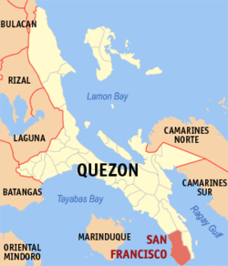 Mapa ning Quezon ampong San Francisco ilage