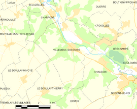 Mapa obce Villemeux-sur-Eure