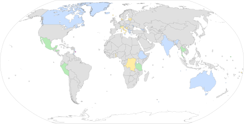 Map showing the countries that currently have women serving as head of state or government