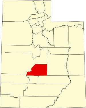 Map of Utah highlighting Sevier County