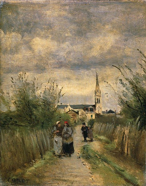 File:Corot - Bell Tower in Argenteuil (Road to the Church), 1855-1860-s.jpg