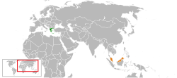 Map indicating locations of Greece and Malaysia