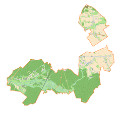 Mapa konturowa gminy wiejskiej Radomsko, blisko centrum po lewej na dole znajduje się punkt z opisem „Lipie”