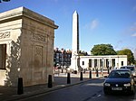 War Memorial Obelisk, North-east Colonnade, South-west Colonnade, Pools of Remembrance and Memorial Garden Walls, and Cast-iron Lamp Standards