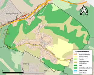 Carte en couleurs présentant l'occupation des sols.