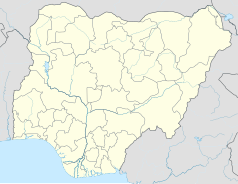 Mapa konturowa Nigerii, na dole po lewej znajduje się punkt z opisem „miejsce zdarzenia”