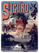 Affiche illustrée de G. Hartmann pour l'opéra Sigurd d'Ernest Reyer (1880).