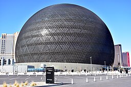 Exteriören av Sphere i januari 2024.