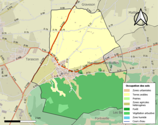 Carte en couleurs présentant l'occupation des sols.