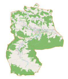 Mapa konturowa gminy Lipnica Murowana, u góry znajduje się punkt z opisem „Borówna”