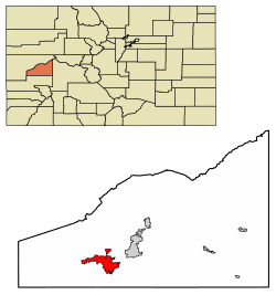 Location of Delta in Delta County, Colorado.