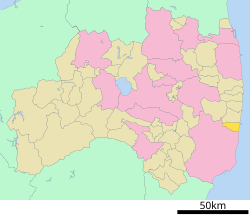 Location of Hirono in Fukushima Prefecture