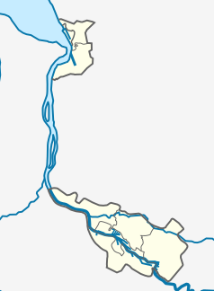 Mapa konturowa Bremy, u góry nieco na lewo znajduje się punkt z opisem „Bremerhaven”