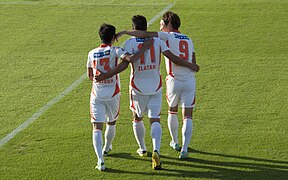 Omiya Ardija attacker Zlatan celebrates his hat-trick against Kashiwa Raysol.jpg