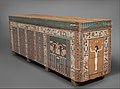 Image 49Coffin of Khnumnakht in 12th dynasty style, with palace facade, columns of inscriptions, and two Wedjat eyes (from Ancient Egypt)