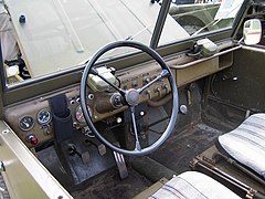 Dashboard and steering wheel of Goliath Jagdwagen Typ 34, view from left