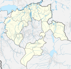 Mapa konturowa powiatu bielskiego, po lewej znajduje się punkt z opisem „Grodziec”